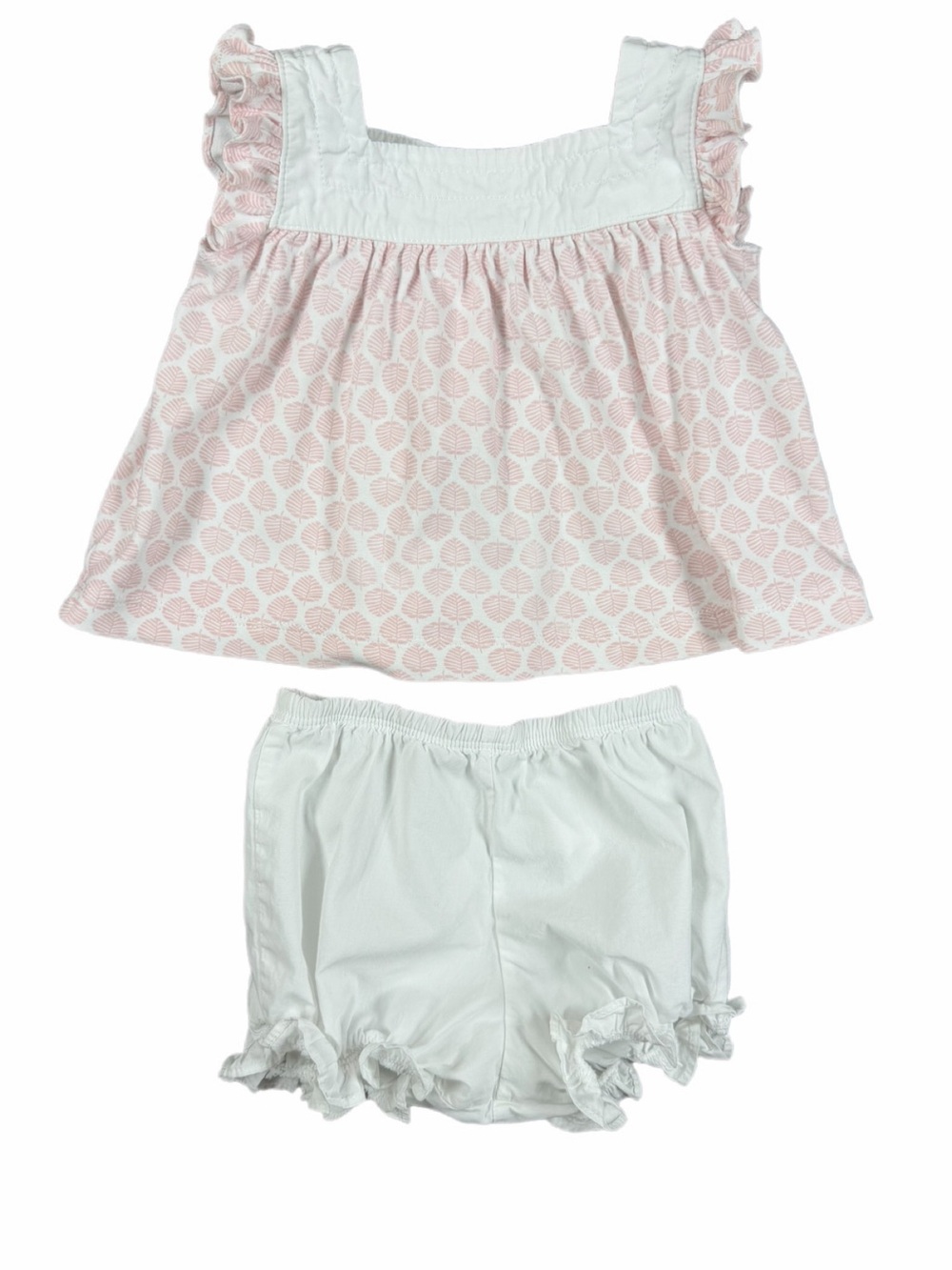 LILA and HAYES Cotton Leaf Print Bloomer Set - 9-12M
